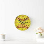 Gepersonaliseerde Softball Clocks Jouw naam en JAA Ronde Klok (Huis)