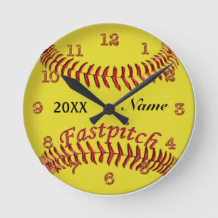 Gepersonaliseerde Softball Clocks Jouw naam en JAA Ronde Klok