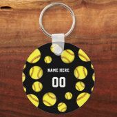 Gepersonaliseerde Softball geeft goedkoop geld in  Sleutelhanger (Achterkant)