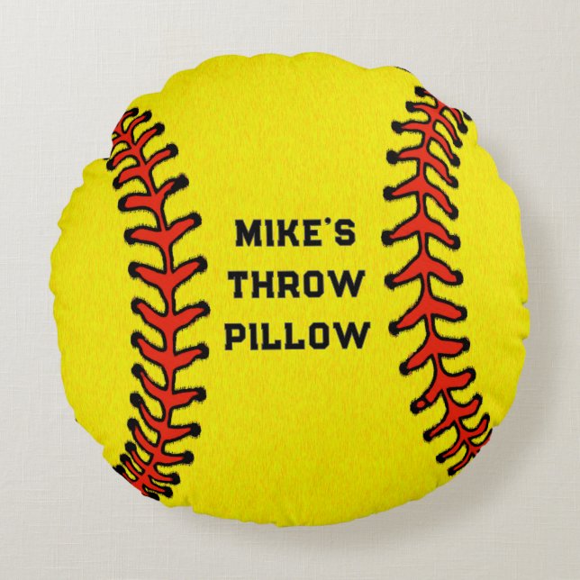 Gepersonaliseerde Softball Gifts Round Pillow Rond Kussen (Voorkant)