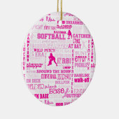 Gepersonaliseerde Softball Girls roze 2 Keramisch Ornament (Rechts)