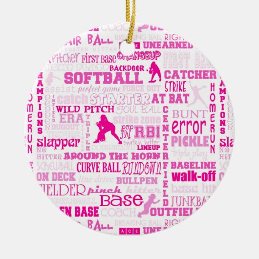 Gepersonaliseerde Softball Girls roze 2 Keramisch Ornament (Voorkant)