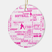 Gepersonaliseerde Softball Girls roze 2 Keramisch Ornament (Links)