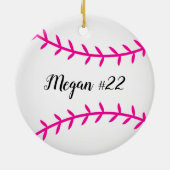 Gepersonaliseerde Softball Girls roze 2 Keramisch Ornament (Achterkant)