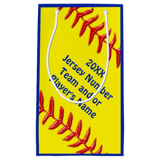 Gepersonaliseerde Softball Goodie Bags in 4 Groott Klein Cadeauzakje (Voorkant)