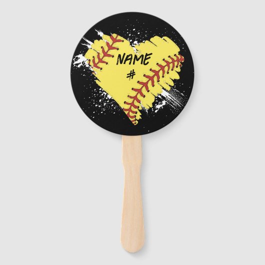 Gepersonaliseerde Softball Hart Set van Hand Fans Handwaaier (Voorkant)