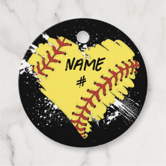 Gepersonaliseerde Softball Heart Party gunst Label