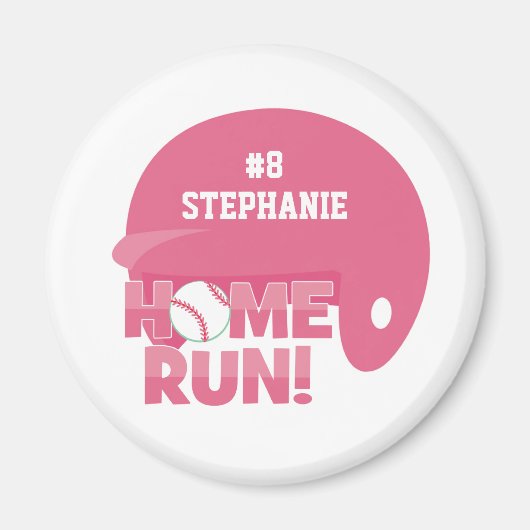 Gepersonaliseerde softball home run helm magneet (Voorkant)