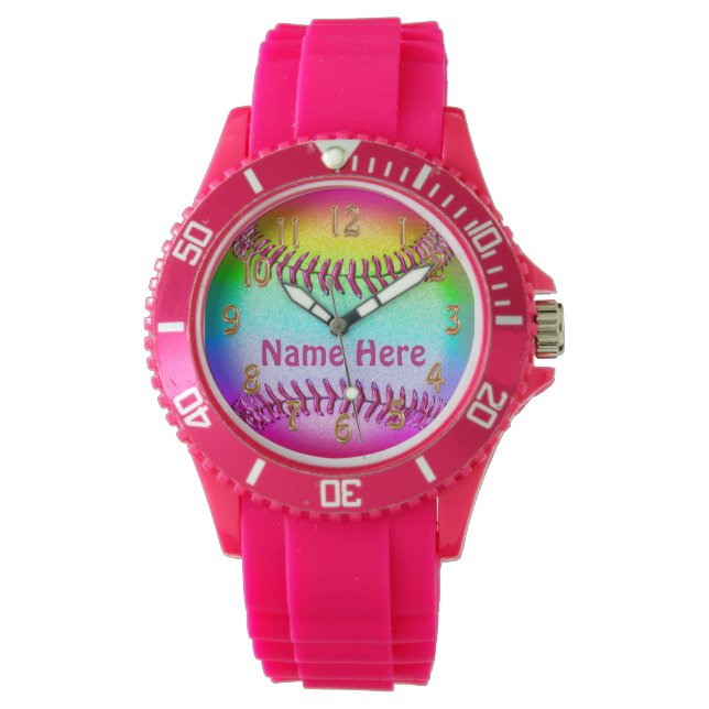 Gepersonaliseerde Softball Horloges voor Meisjes e (Voorkant)