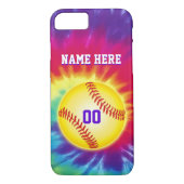 Gepersonaliseerde Softball iPhone hoesjes met Jouw (Achterkant)