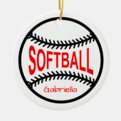 Gepersonaliseerde Softball-kerstversiering Keramisch Ornament (Voorkant)