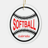 Gepersonaliseerde Softball-kerstversiering Keramisch Ornament (Links)