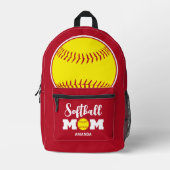 Gepersonaliseerde Softball Moeder Moederdag Bedrukte Rugzak (Voorkant)