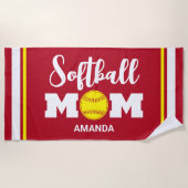 Gepersonaliseerde Softball Moeder Moederdag Strandlaken (Voorkant)