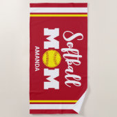 Gepersonaliseerde Softball Moeder Moederdag Strandlaken (Voorkant)