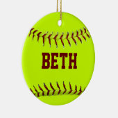 Gepersonaliseerde Softball Ornament (Rechts)