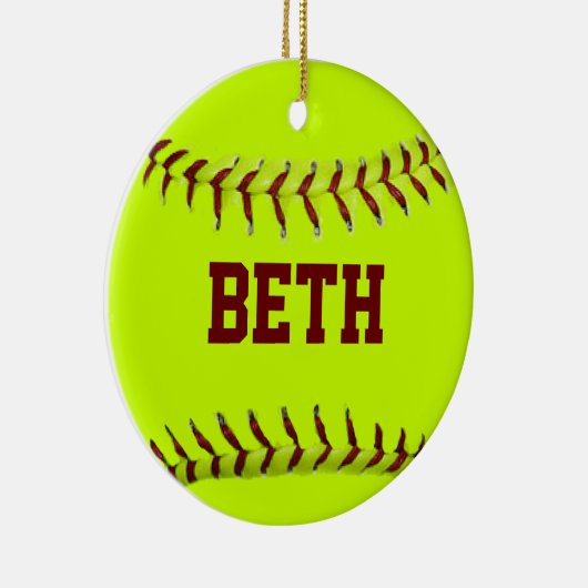 Gepersonaliseerde Softball Ornament (Rechts)