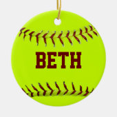 Gepersonaliseerde Softball Ornament (Voorkant)