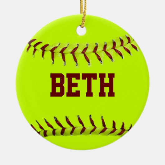 Gepersonaliseerde Softball Ornament (Voorkant)