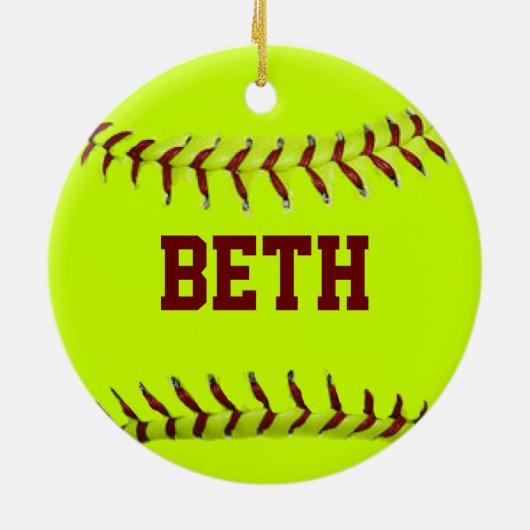 Gepersonaliseerde Softball Ornament (Achterkant)