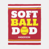 Gepersonaliseerde Softball Papa Vaderdag Fleece Deken (Voorkant)