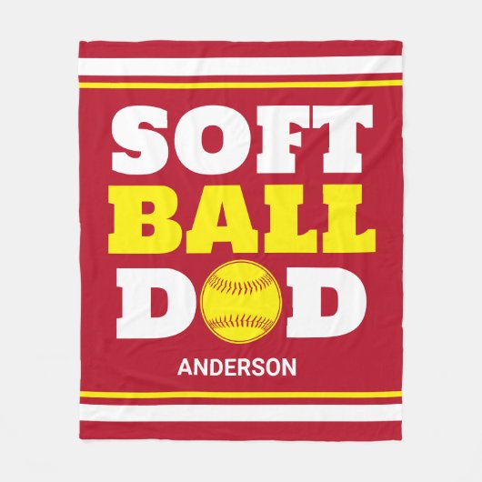 Gepersonaliseerde Softball Papa Vaderdag Fleece Deken (Voorkant)