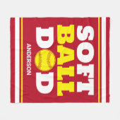 Gepersonaliseerde Softball Papa Vaderdag Fleece Deken (Voorkant (Horizontaal))