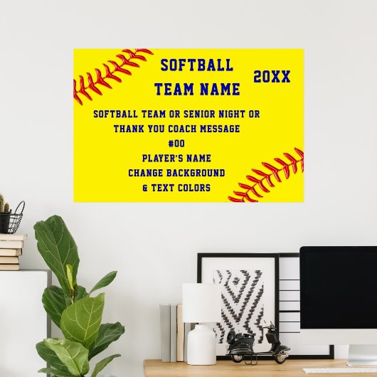 Gepersonaliseerde Softball-Posters, Hoger Softball Poster (Thuiskantoor)