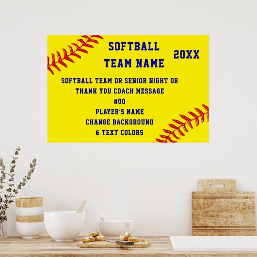 Gepersonaliseerde Softball-Posters, Hoger Softball Poster (Keuken)