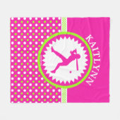 Gepersonaliseerde Softball roze - Groene Polka-Sti Fleece Deken (Voorkant (Horizontaal))