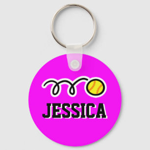 Gepersonaliseerde softball sleutelhanger voor kind