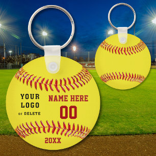Gepersonaliseerde Softball-Sleutelhangers Jouw tek Sleutelhanger