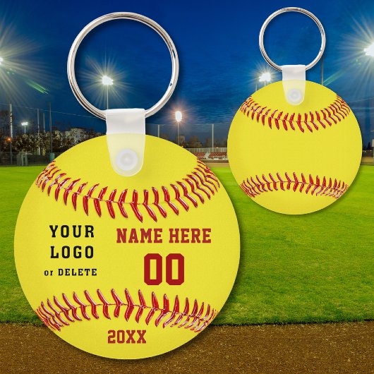 Gepersonaliseerde Softball-Sleutelhangers Jouw tek Sleutelhanger