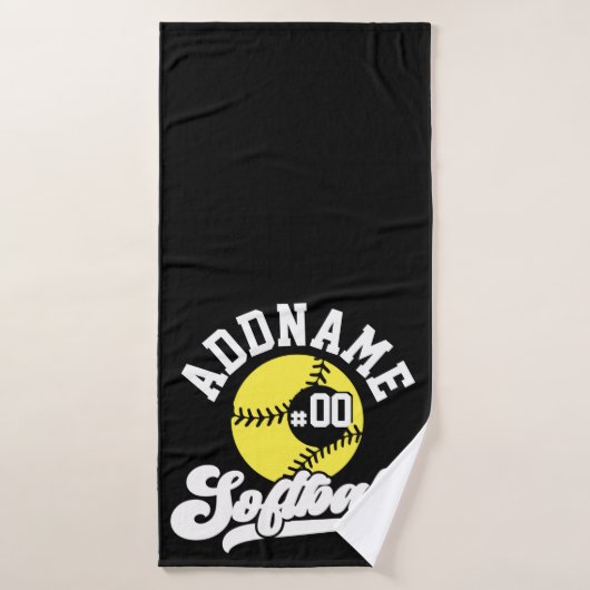 Gepersonaliseerde Softball Speler VOEG NAAM TOE Re Bad Handdoek (Badhanddoek)