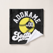 Gepersonaliseerde Softball Speler VOEG NAAM TOE Re Bad Handdoek (Wasdoekje)