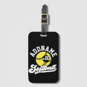 Gepersonaliseerde Softball Speler VOEG NAAM TOE Re Bagagelabel (Voorkant (verticaal))