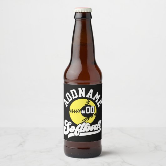 Gepersonaliseerde Softball Speler VOEG NAAM TOE Re Bier Etiket (Voorkant)