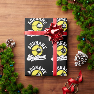 Gepersonaliseerde Softball Speler VOEG NAAM TOE Re Cadeaupapier