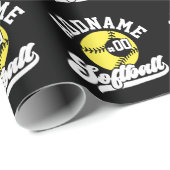 Gepersonaliseerde Softball Speler VOEG NAAM TOE Re Cadeaupapier (Rol Hoek)