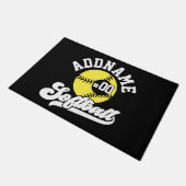 Gepersonaliseerde Softball Speler VOEG NAAM TOE Re Deurmat (Schuin)