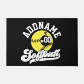 Gepersonaliseerde Softball Speler VOEG NAAM TOE Re Deurmat (Voorkant)