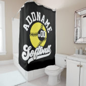 Gepersonaliseerde Softball Speler VOEG NAAM TOE Re Douchegordijn (In situ)