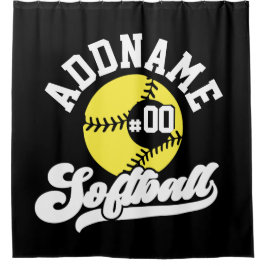 Gepersonaliseerde Softball Speler VOEG NAAM TOE Re Douchegordijn
