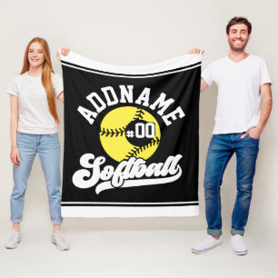 Gepersonaliseerde Softball Speler VOEG NAAM TOE Re Fleece Deken