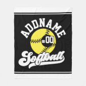 Gepersonaliseerde Softball Speler VOEG NAAM TOE Re Fleece Deken (Voorkant)