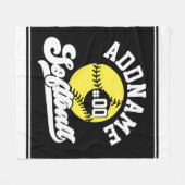 Gepersonaliseerde Softball Speler VOEG NAAM TOE Re Fleece Deken (Voorkant (Horizontaal))