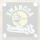 Gepersonaliseerde Softball Speler VOEG NAAM TOE Re Glazen Onderzetter (Achterkant)