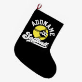 Gepersonaliseerde Softball Speler VOEG NAAM TOE Re Grote Kerstsok (Voorkant (Hangend))