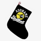 Gepersonaliseerde Softball Speler VOEG NAAM TOE Re Grote Kerstsok (Voorkant (Hangend))