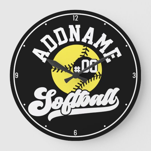 Gepersonaliseerde Softball Speler VOEG NAAM TOE Re Grote Klok (Voorkant)